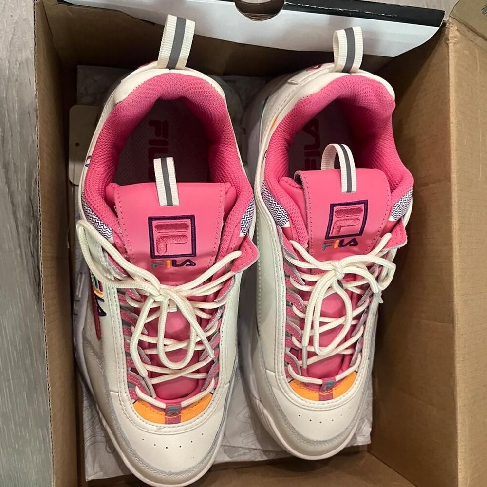 Fila Women's Pink and Cream Trainers